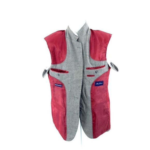 Alan Flusser Silk Worsted Wool Gray Herringbone 2 Button Blazer 40R - Picture 12 of 14